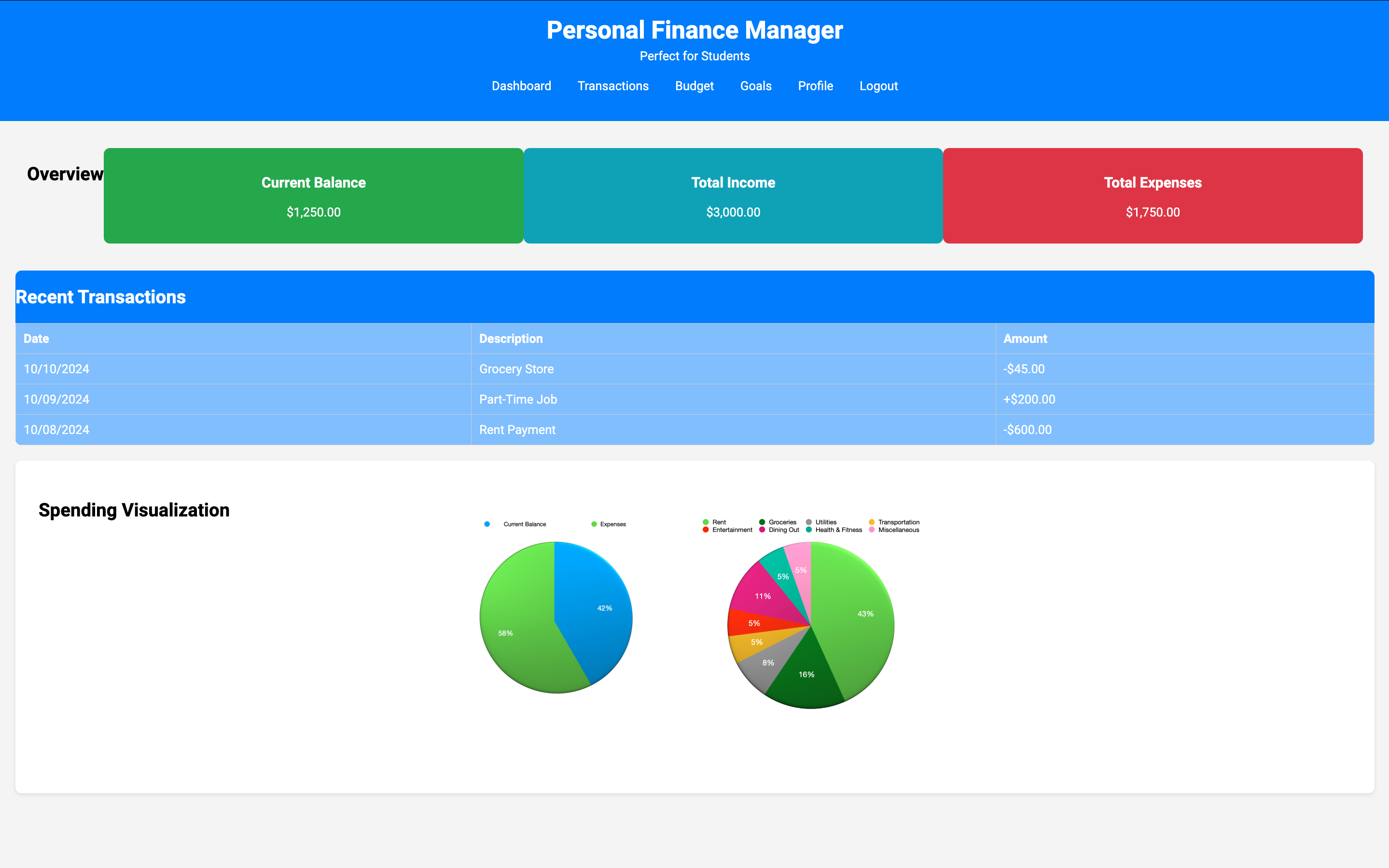 Personal Finance Manager.